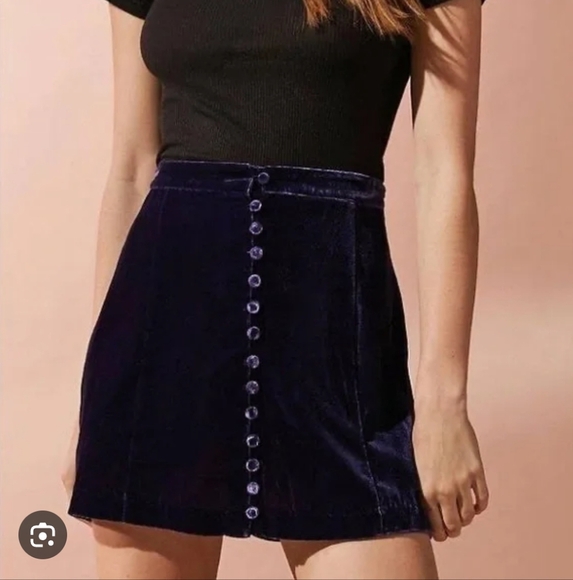 Urban Outfitters Dresses & Skirts - Urban Outfitters Purple Velvet Button Front Mini Skirt Classic